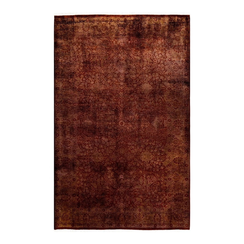 Overton Hand Knotted Wool Vintage Inspired Modern Contemporary Overdyed Brown Area Rug - 4' 9" x 7' 5"