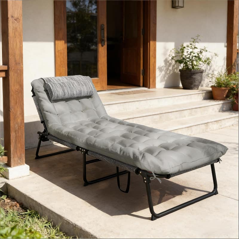 GDFStudio - Eriksen Folding Outdoor Sun Lounger with Adjustable Reclining Comfort Design - Chaise Lounge