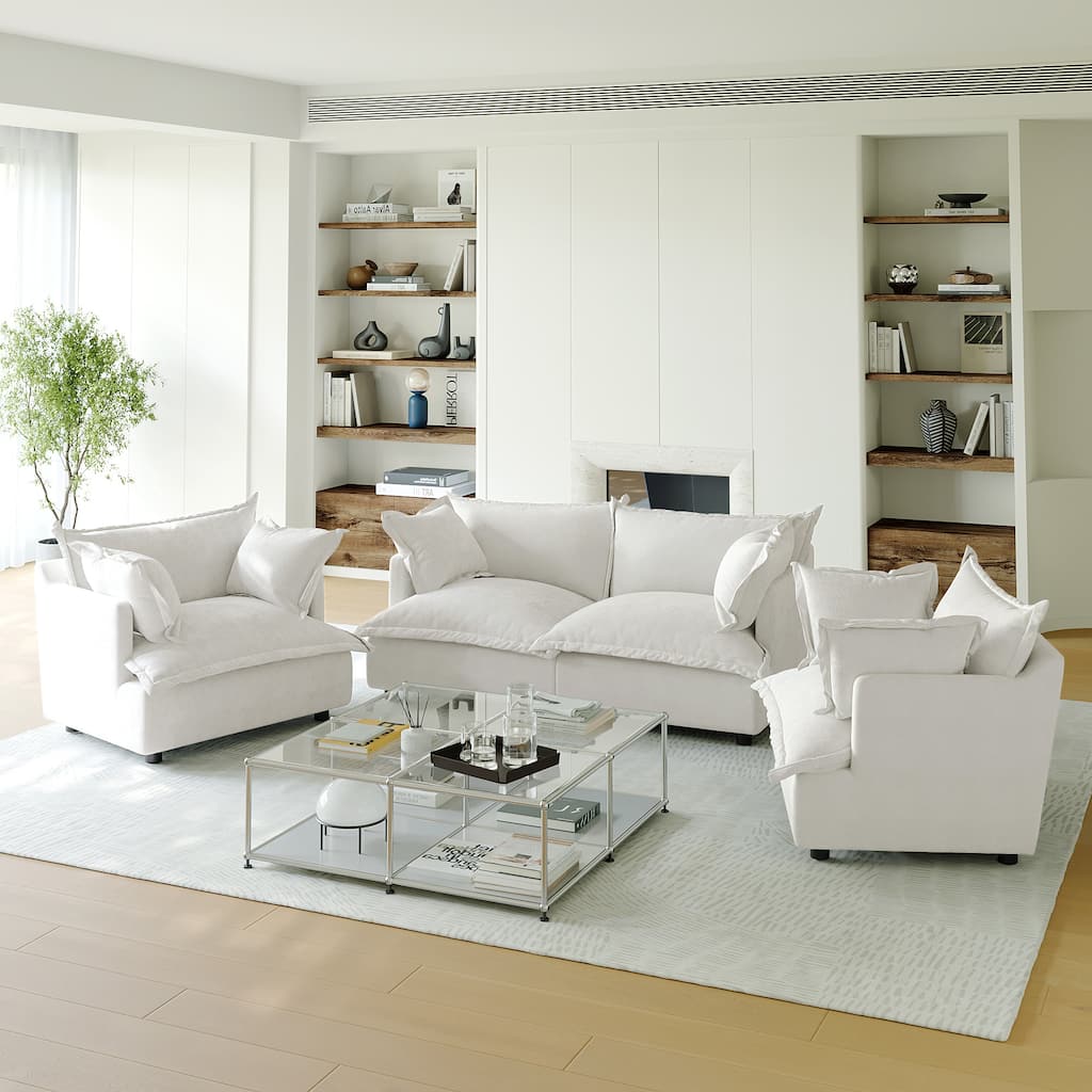 Comfy Cloud Oversized Chenille Modular Sectional Sofa Armchair Set