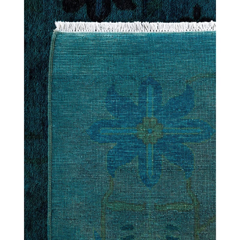 Overdyed, One-of-a-Kind Hand-Knotted Area Rug - Blue - 12' 1" x 15' 3"