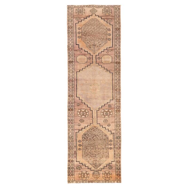 ECARPETGALLERY Hand-knotted Antalya Vintage Beige Wool Rug - 3'10 x 12'8