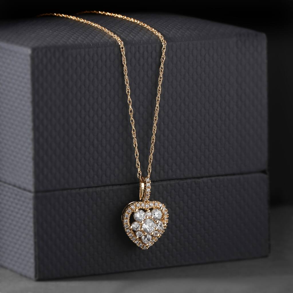 10K Gold 3/8ct TDW Diamond Heart Pendant Necklace for Women