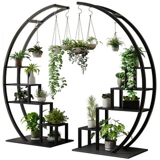 Metal Plant Stand 5 Tier Half Moon Shape set of 2