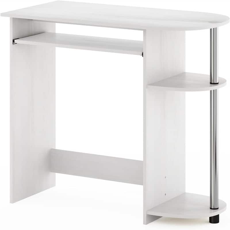 Computer Desk Gaming Desk - 15.8"D x 31.5"W x 28.8"H - White Oak/Stainless Steel