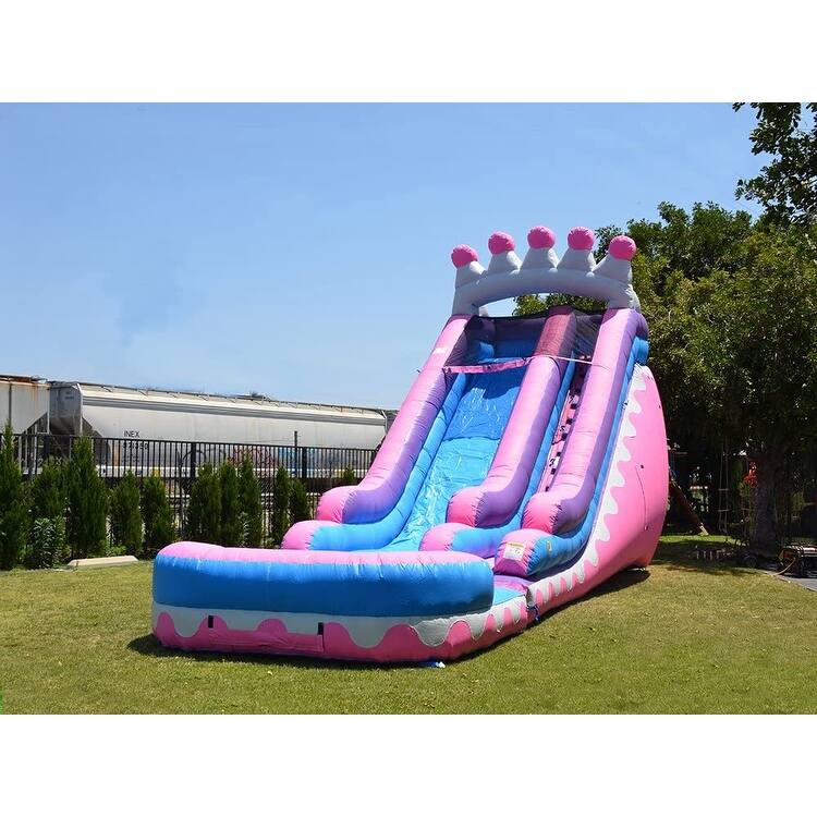 Jump Orange Princess Tiara Commercial Grade Inflatable Water Slide with Detachable Deep Pool & Air Blower, Outdoor Play