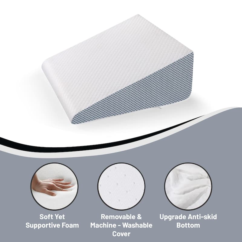 Bed Wedge Pillow, 24-Inch Wide Incline Support Cushion for Lower Back Pain, Anti Snoring, Heartburn, Multi Position, 24-Inch