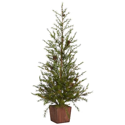 3' Alpine "Natural Look" Christmas Tree in Planter with Pine Cones - Green