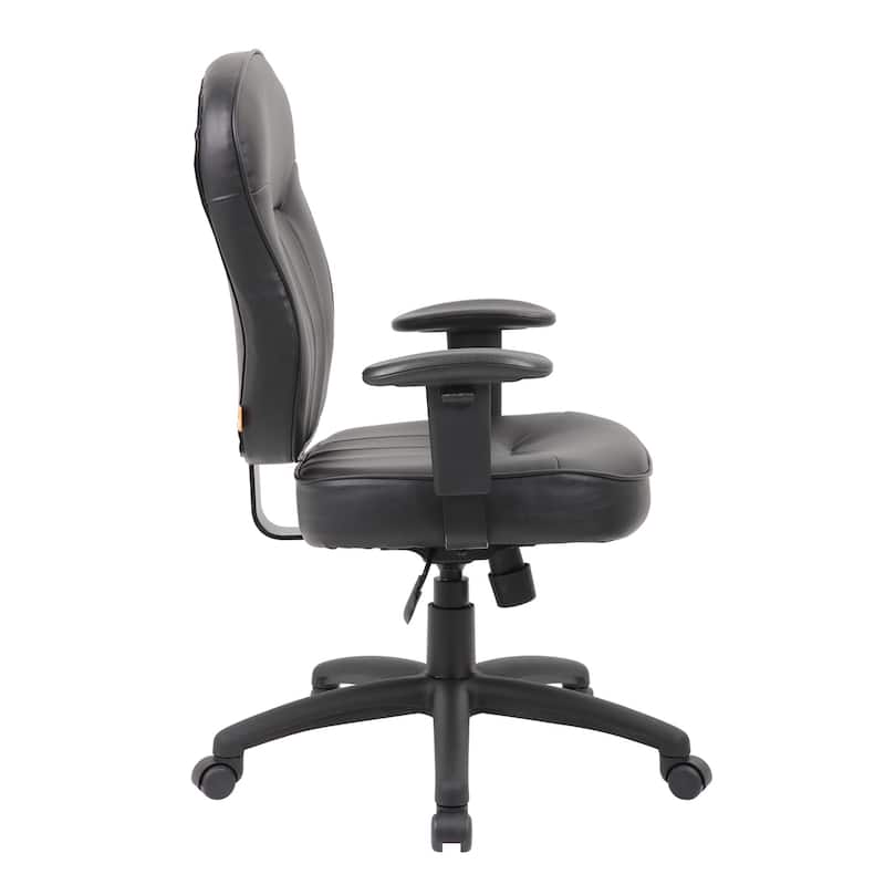 Boss Black Leather Task Chair W/ Adjustable Arms