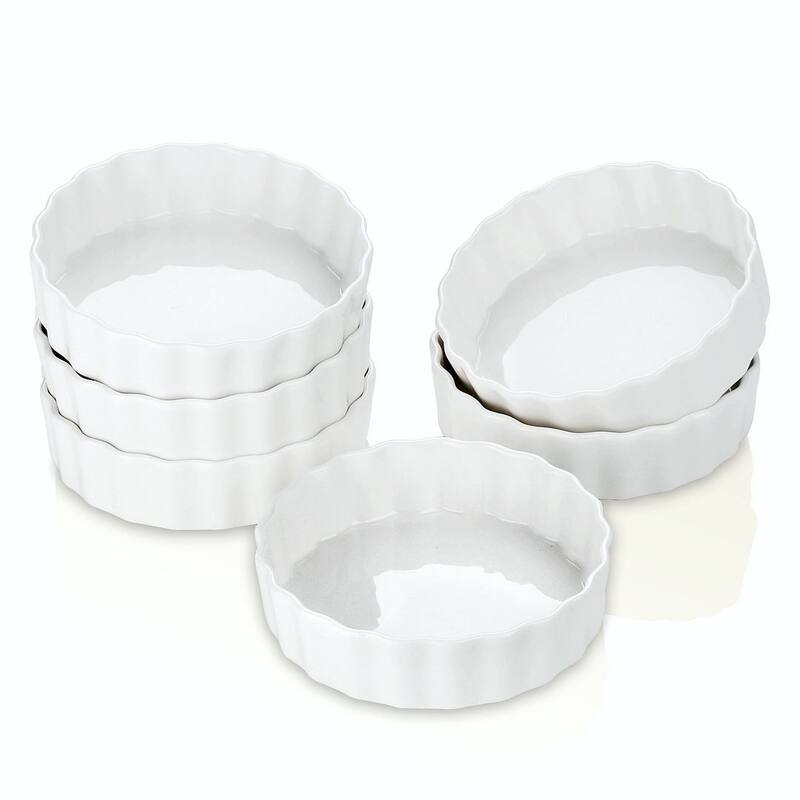 LOVECASA 6 oz Porcelain Mini Ramekins (Set of 6) - White