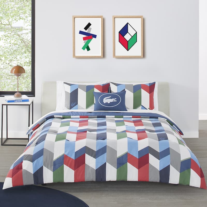 Lacoste Beaumont 4-Piece Comforter Set - Navy/Multi - King