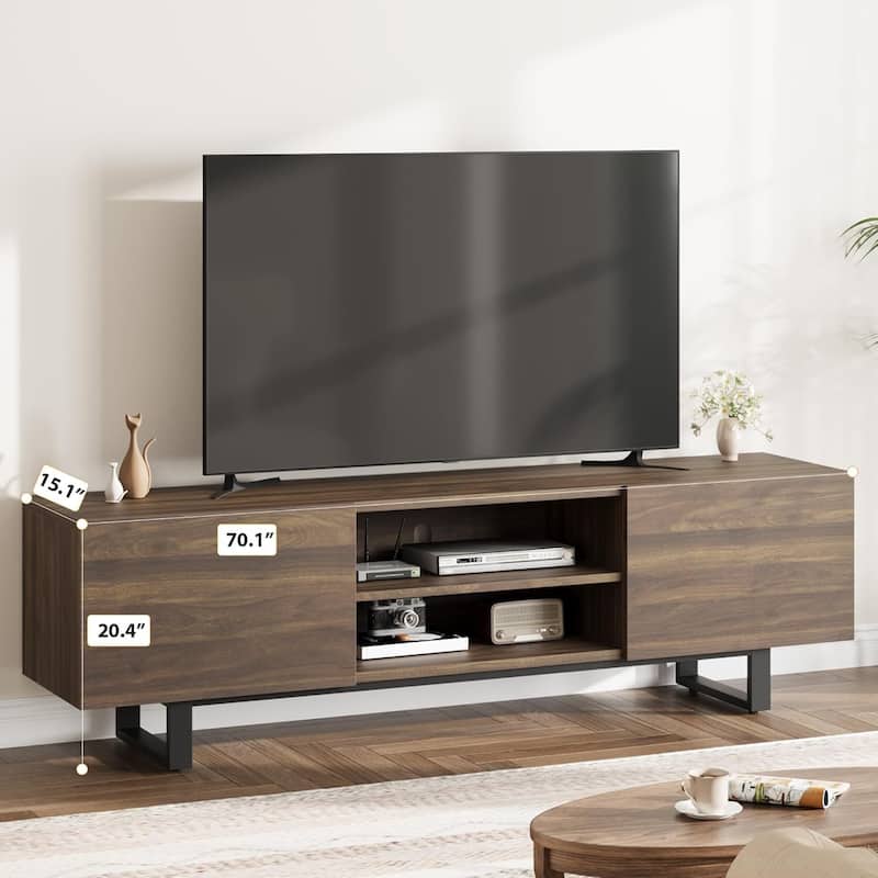 Modern 70 Entertainment Center TV Stand for 65/75/80 Inch TV with 2 Drawers & Open Shelves - N/A