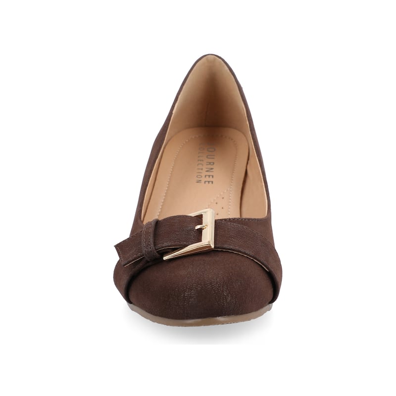 Journee Collection Women's Graysn Comfort Insole Slip On Round Toe Wedge - Wide - Brown - 6