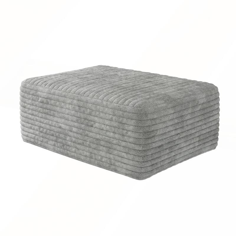 No-Assembly Required Modular Grey Ottoman with Plush Corduroy Fabric for Comfort