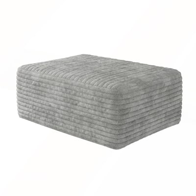No-Assembly Required Modular Grey Ottoman with Plush Corduroy Fabric for Comfort
