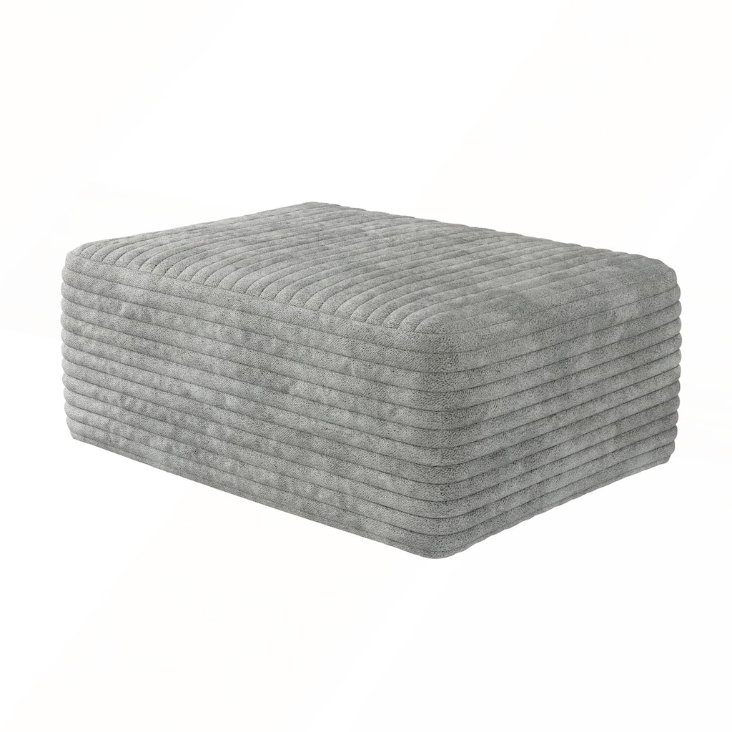 No-Assembly Required Modular Grey Ottoman with Plush Corduroy Fabric for Comfort
