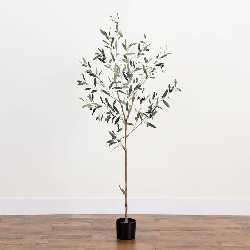Slim Minimalist Olive Artificial Potted Tree - 5'