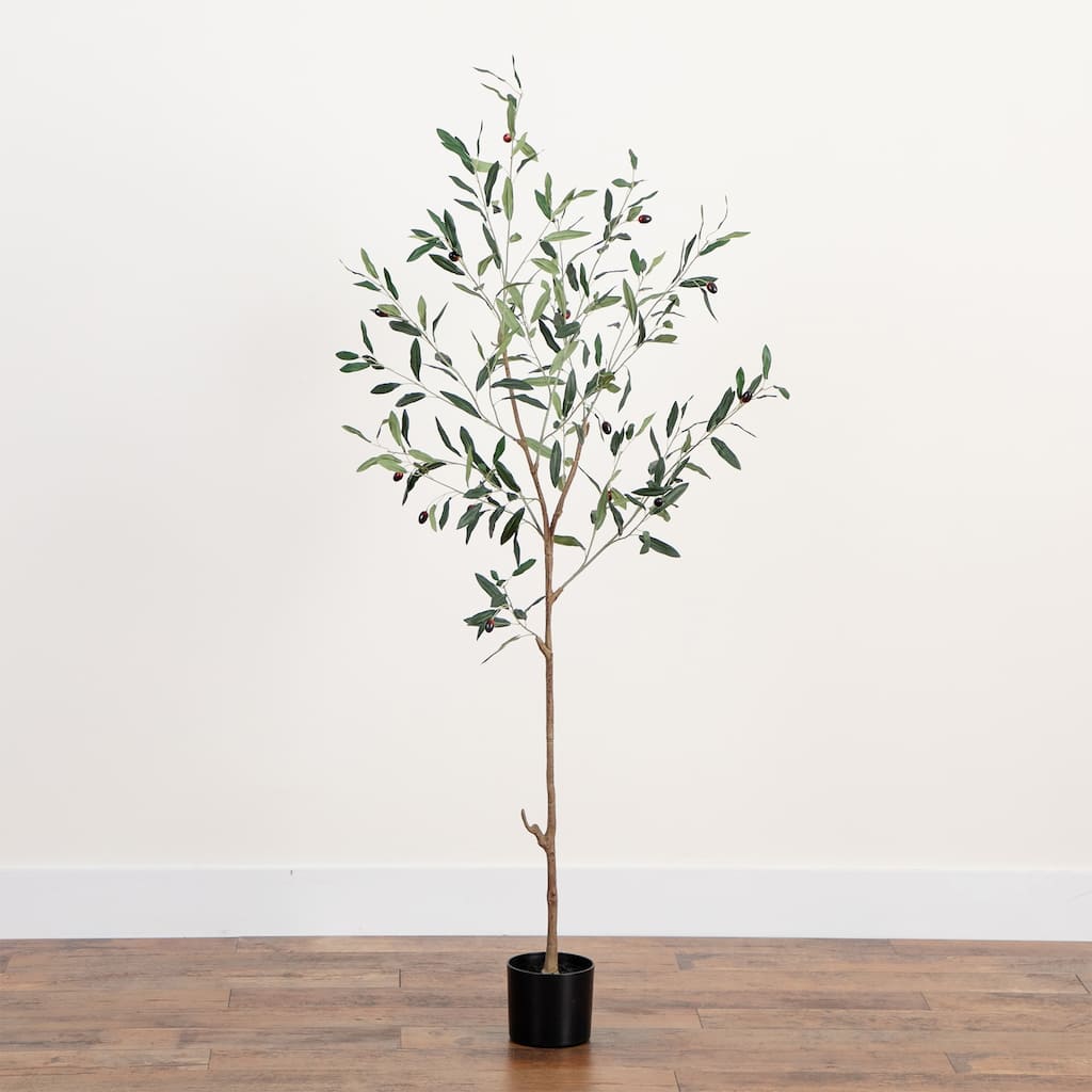 Slim Minimalist Olive Artificial Potted Tree - 5'