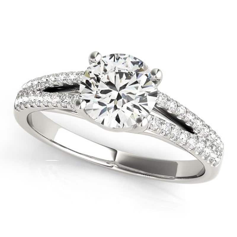 Auriya 14k Gold 1ctw Moissanite and Diamond Engagement Ring 1/5ct TDW