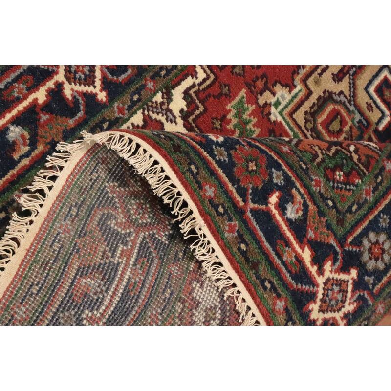 Hand Knotted Oriental 100% Wool Carpet Traditional Medallion Oranges & Rust Heriz (serapi) Area Rug - 6' 2'' X 4' 0''