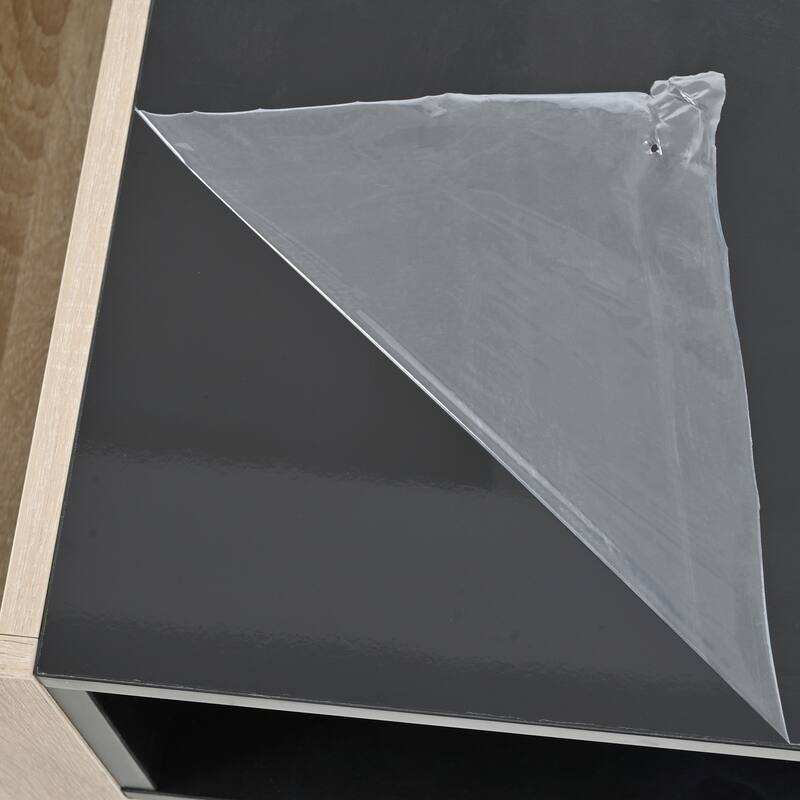 High Gloss Coffee Table with 2 Drawers and Hidden Storage, Two-Tone Center Table - 41.3" W × 23.6" D × 15.7" H