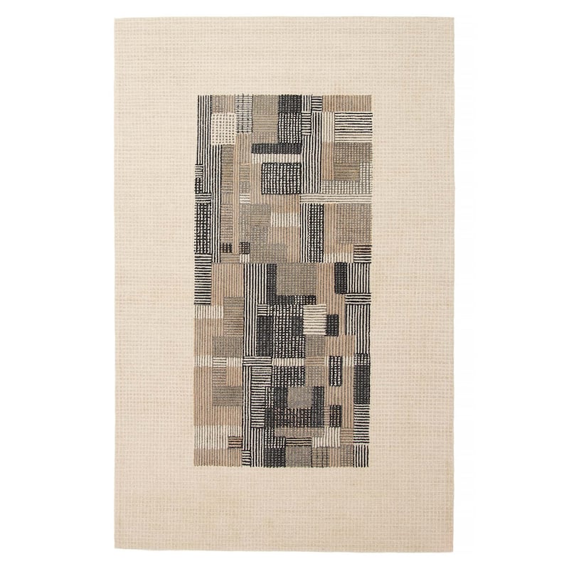 ECARPETGALLERY Hand Tufted Timeless Khaki Wool Rug - 5'0 x 8'0 - Khaki - 5'0 x 8'0