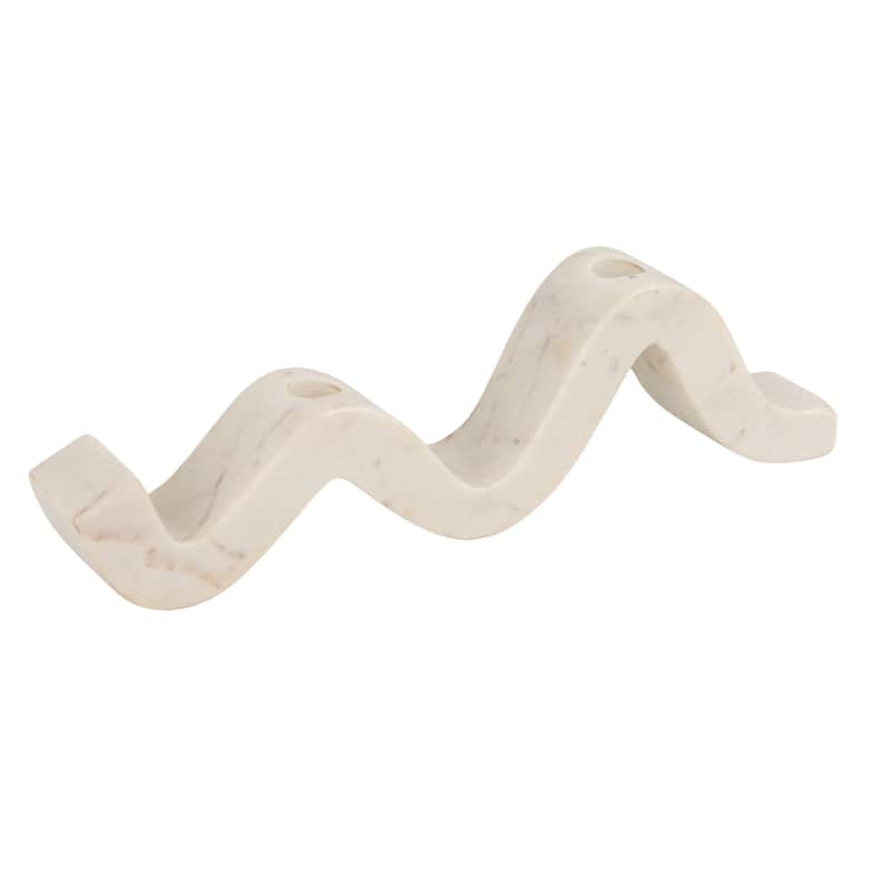 Marble Wave Double Taper Candle Holder - 14.5"L x 4.0"W x 2.0"H