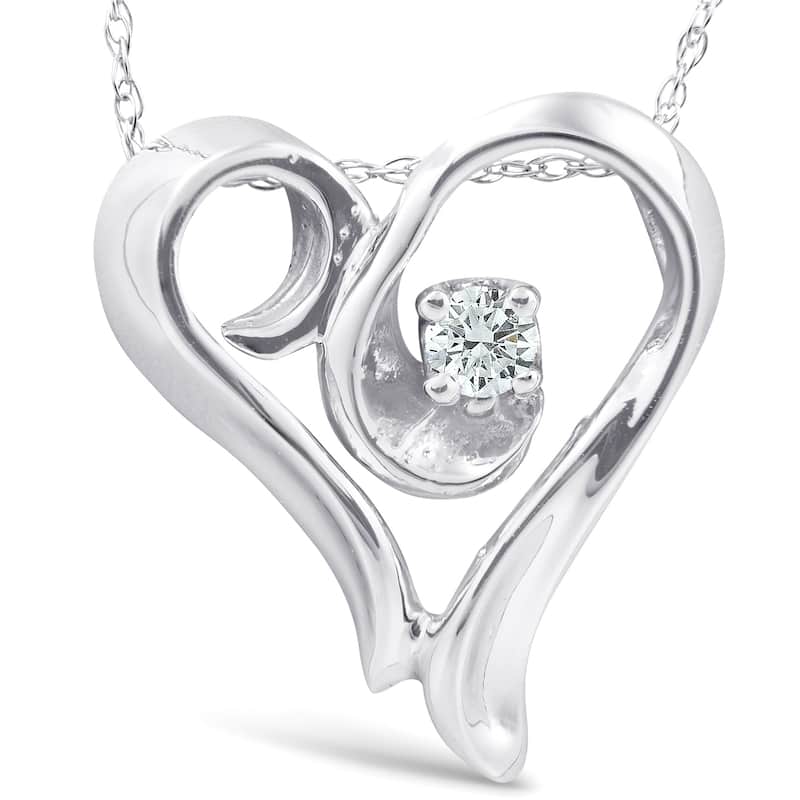 1/10Ct Solitaire Diamond Heart Pendant Necklace in White, Yellow, or Rose Gold
