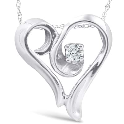 1/10Ct Solitaire Diamond Heart Pendant Necklace in White, Yellow, or Rose Gold