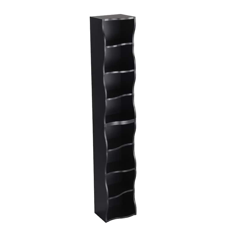 Anmytek White Wave Design Ladder Shelf - 8 Tier Tall Narrow Bookcase for Small Spaces with Anti Tip Kit