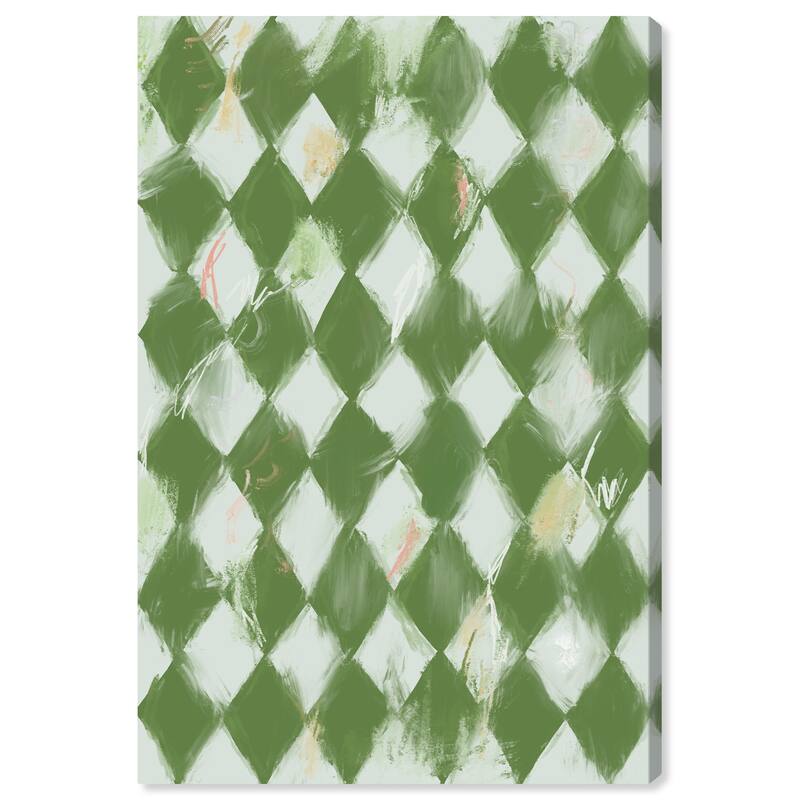 Wynwood Studio Canvas Abstract Harlequin Tartan Green and Dark Green Modern & Contemporary Wall Art Canvas Print