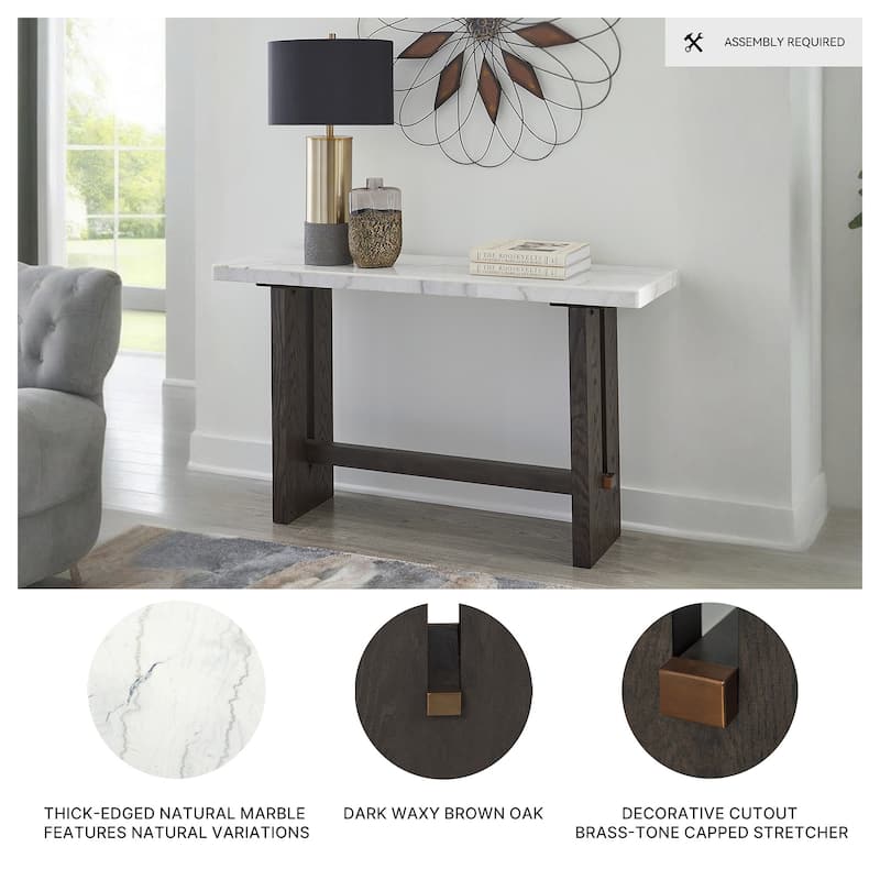 Signature Design by Ashley Burkhaus White / Dark Brown Sofa Table - 52"W x 16"D x 30"H