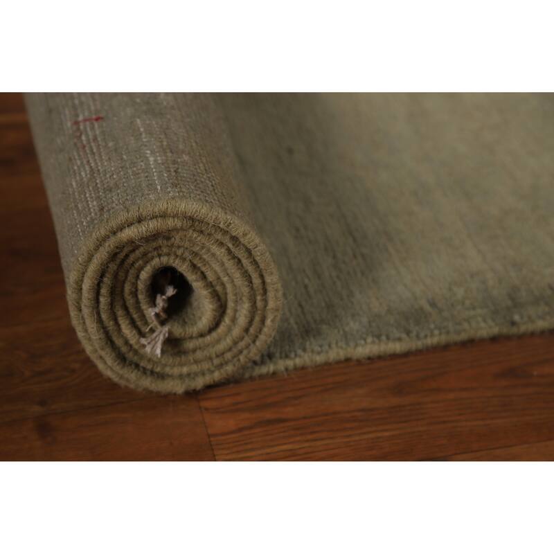 Hand Knotted Oriental 100% Wool Carpet Modern Modern Beige & Ivories Gabbeh Runner Rug - 11' 0'' X 2' 7''