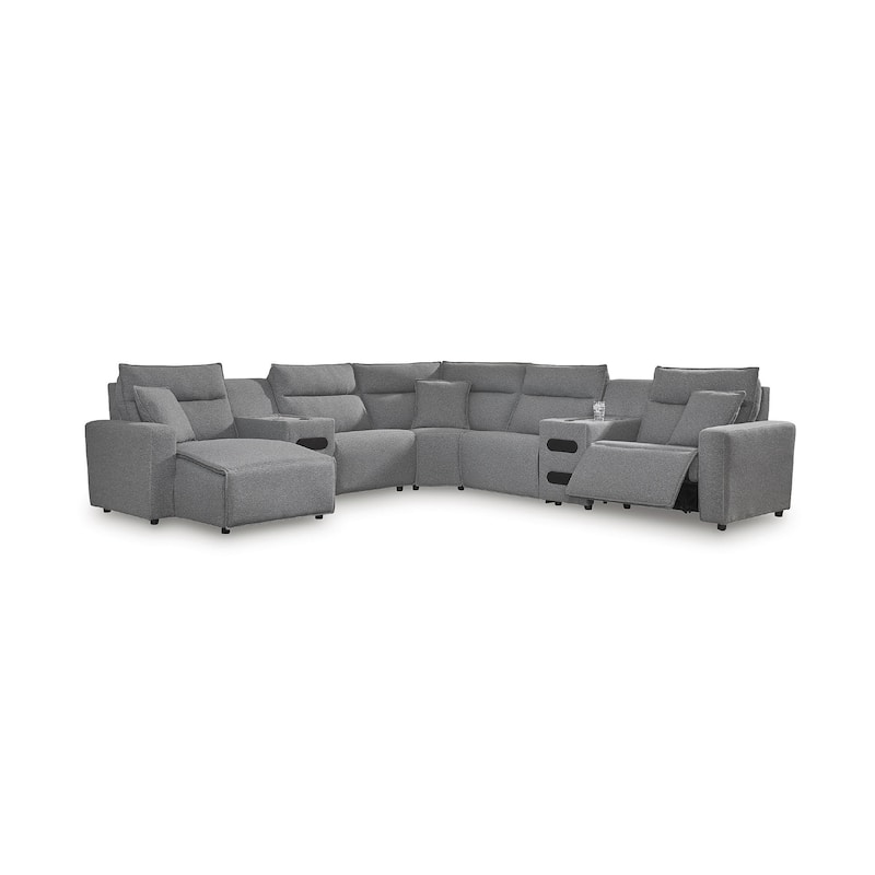 Signature Design by Ashley Modmax Gray 7-Piece Power Reclining Sectional with Chaise - 143" W x 143" D x 41" H