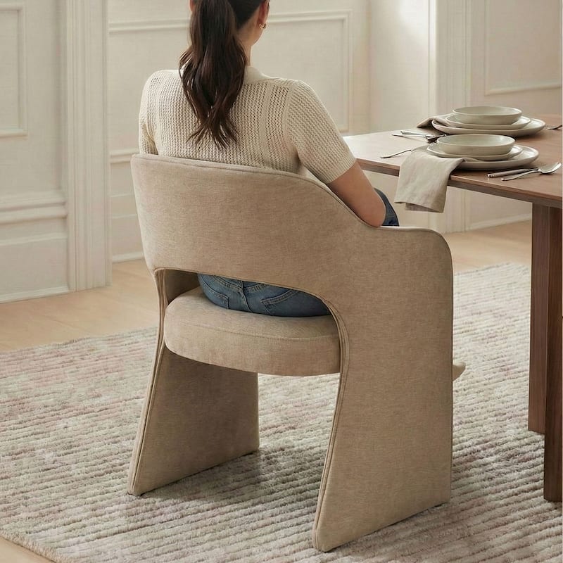 19" Seat Height Upholstered Chenille Dining Armchair (Set of 4)