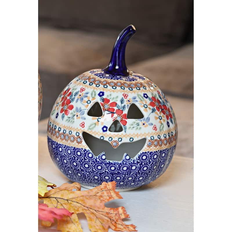 Blue Rose Polish Pottery L021 Manufaktura Small Pumpkin Luminary