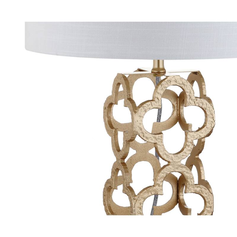 Atomic 26.5" Metal Quatrefoil LED Table Lamp, Gold by JONATHAN Y
