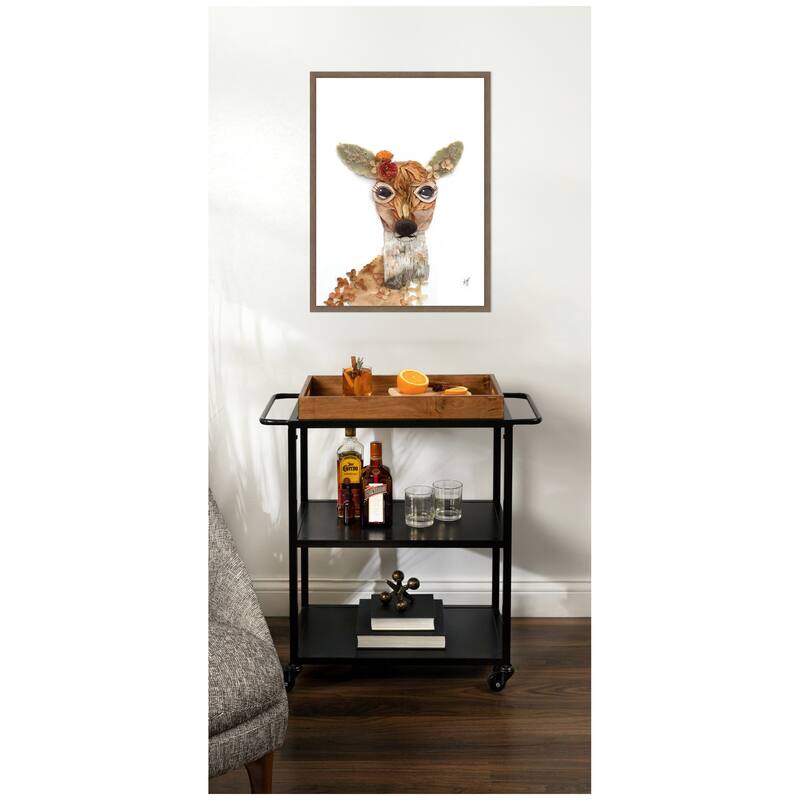 Kate and Laurel Deer with Flowers by Madeline Jeppesen Framed Canvas Wall Art Print