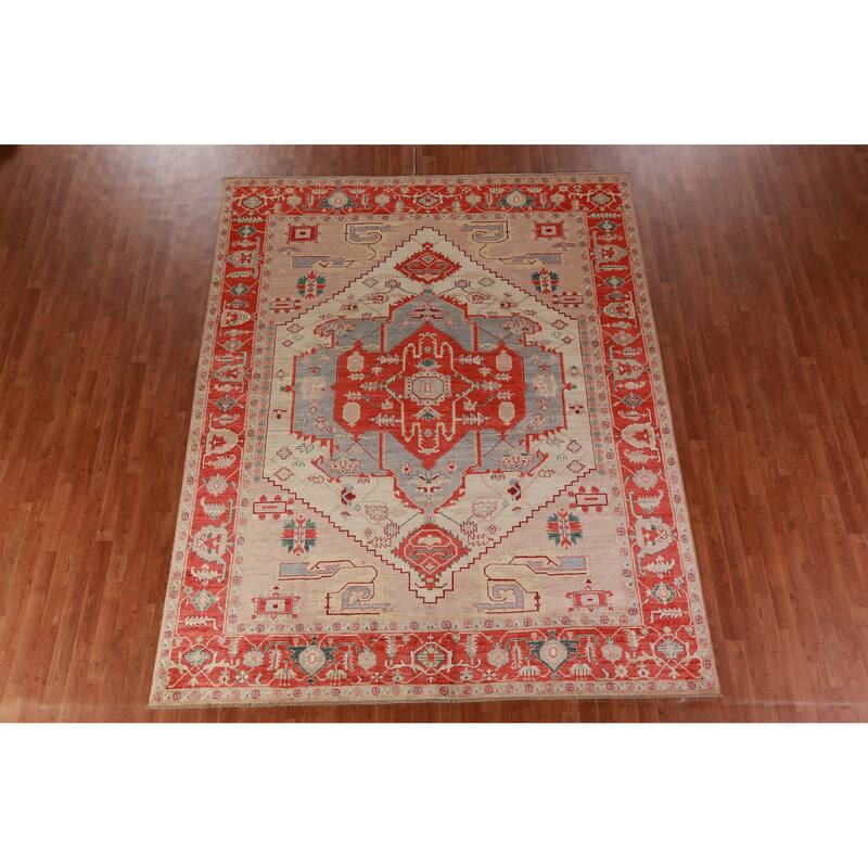 Vegetable Dye Heriz Serapi Oriental Area Rug Hand-Knotted Wool Carpet - 8'0"x 10'1"