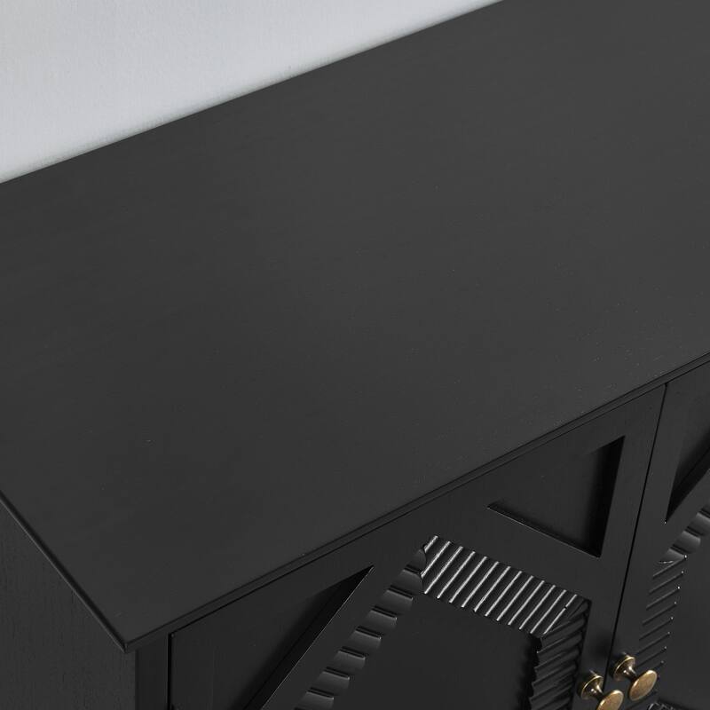 Sideboard Cabinet with 4 Doors & Adjustable Shelf, Accent Cabinet with Solid Wood Legs, Large Wine Bar Storage Cabinet