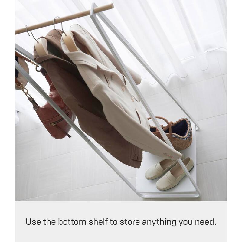 Yamazaki Home Coat Rack with Shelf, Steel, Holds 24.2 lbs - L 18.5 x W 20.47 x H 55.12 inches