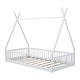 preview thumbnail 7 of 20, Wood House Bed Floor Bed Twin Size Frame Bed with Fence