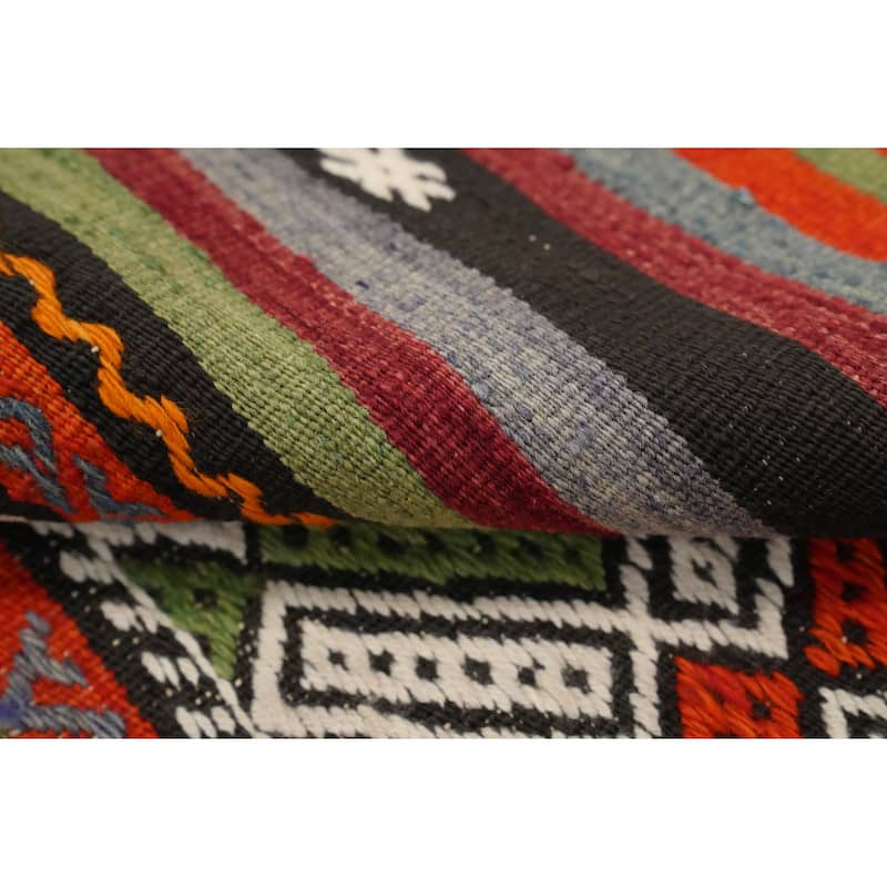 Hand Woven Oriental 100% Wool Carpet Southwestern Tribal Multi-Colored Kilim Area Rug - 8' 3'' X 6' 0''