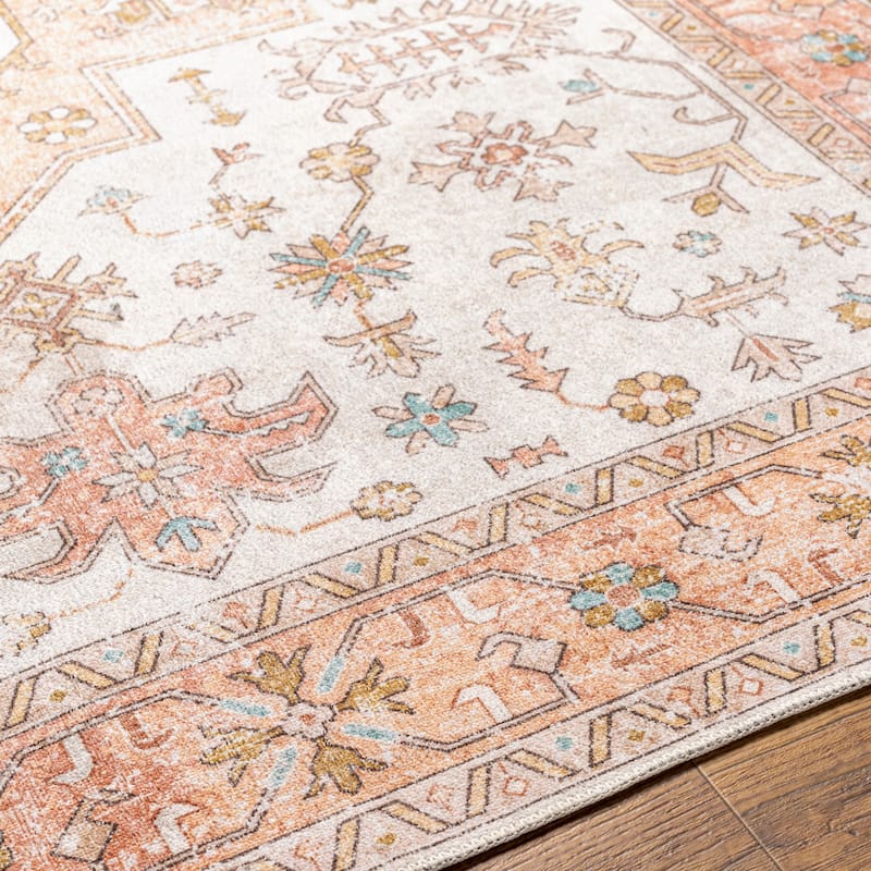 Livabliss Muirgen Traditional Medallion Machine Washable Area Rug