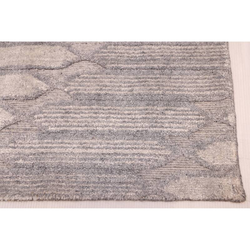 ECARPETGALLERY Hand Loomed Elysian Grey Silk Rug - 6'7 x 9'11