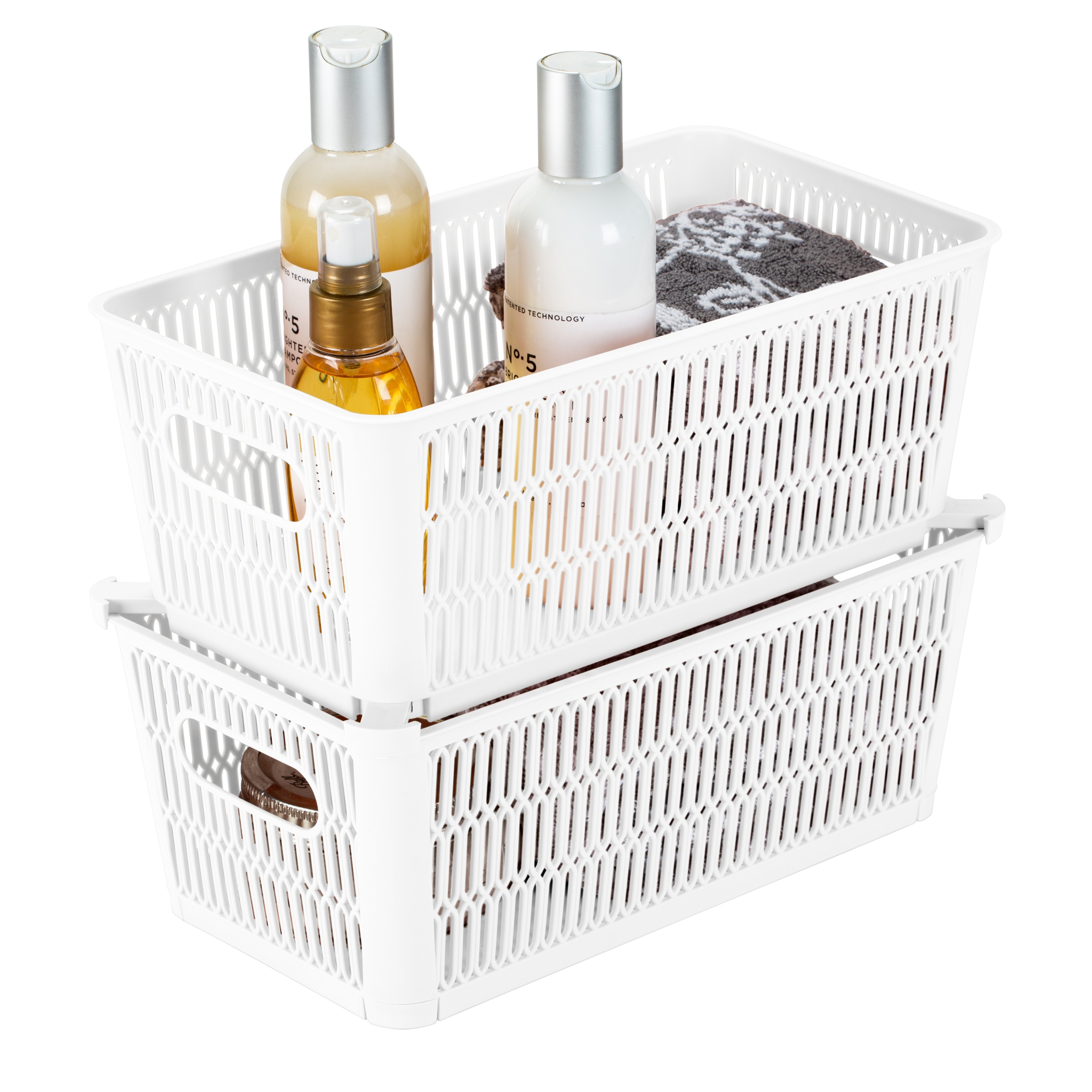Simplify 4 Pack Slide 2 Stack It Storage Tote Baskets-image