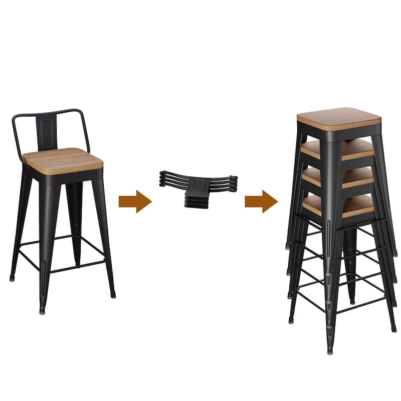 bar stools with backs set of 4 Counter Bar Stools with Wood metal stools