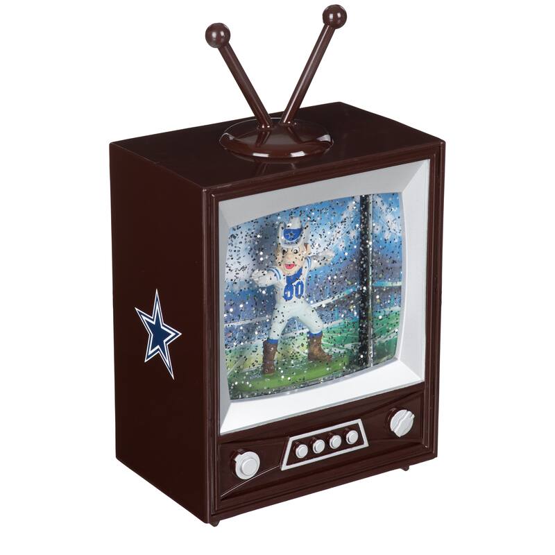 Dallas Cowboys 8 in. Vintage TV Light Up Water Lantern Snow Globe with Mascot