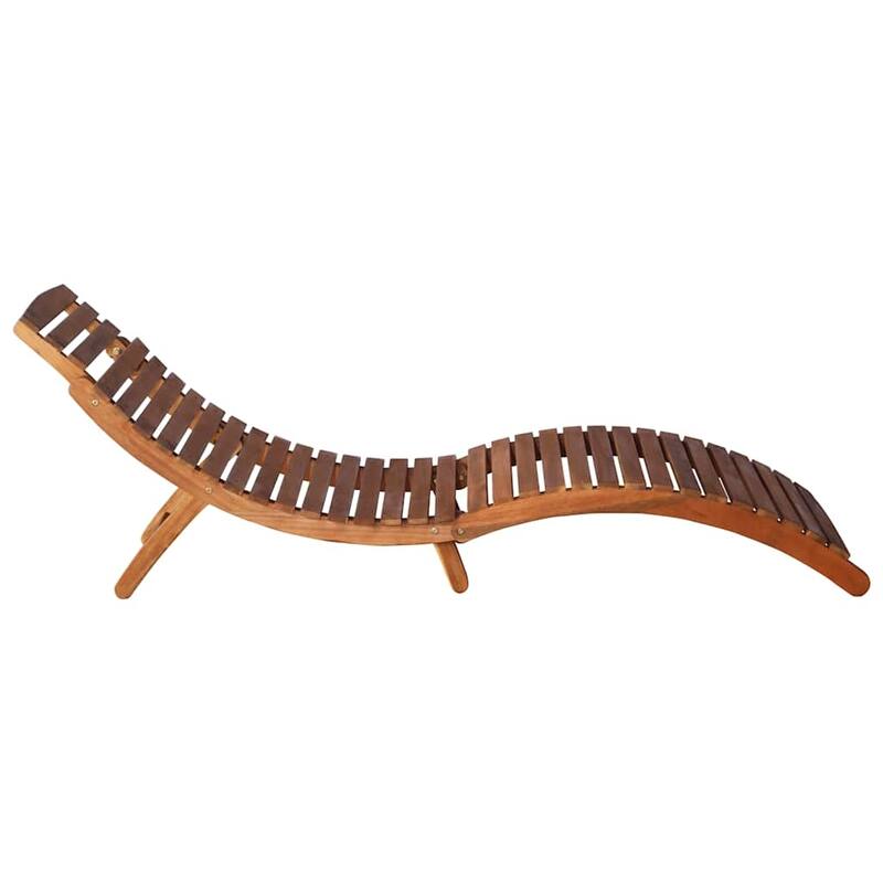 vidaXL Patio Sun Lounger with Cushion Solid Acacia Wood - 72.4" x 21.7" x 25.2"