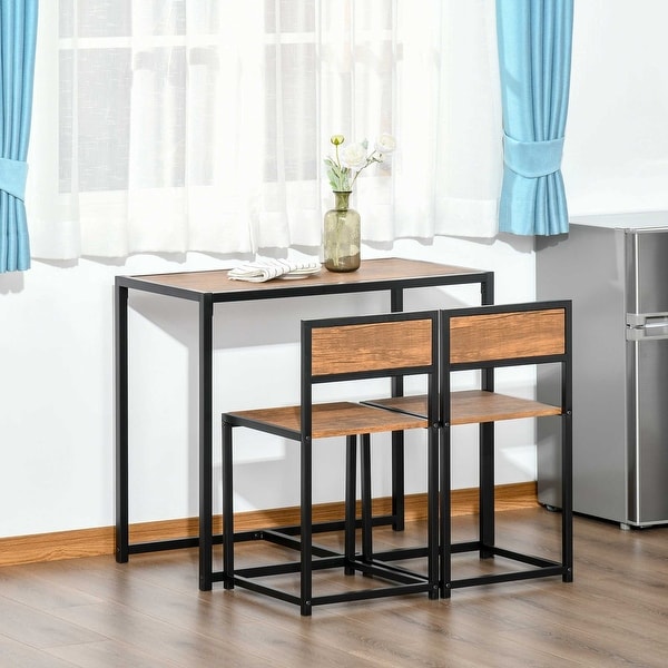 HOMCOM Industrial 3 Piece Dining Table and 2 Chair Set for Small