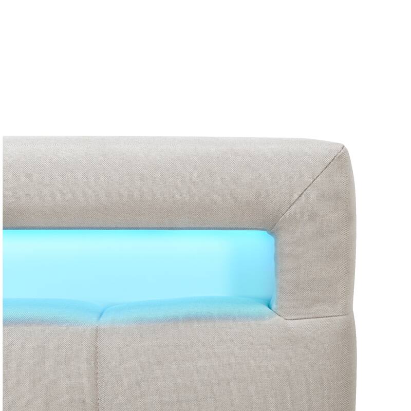 Twin Size Upholstered Platform Bed with LED Frame and 2 Drawers